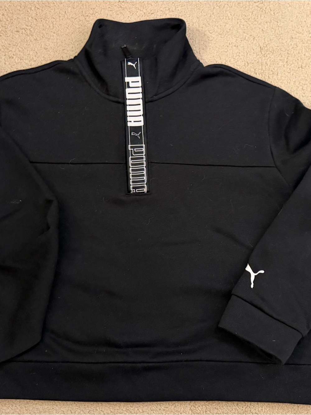 Puma Black Half-Zip Sweater with White Logo Tape